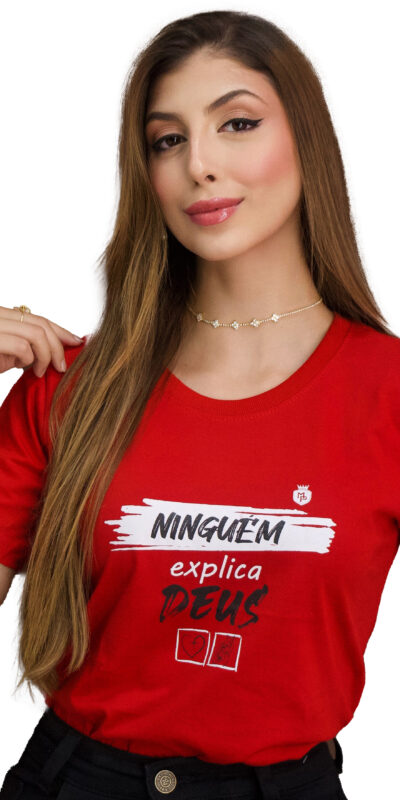 T - SHIRT NINGUEM EXPLICA DEUS VERMELHO/B