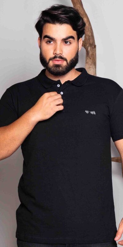 CAMISA POLO MASC MINHA PAIXÃO PTO/CNZ