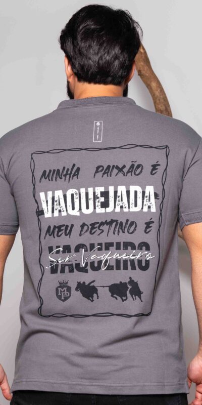 CAMISA POLO MASC MINHA PAIXÃO CNZ/PTO