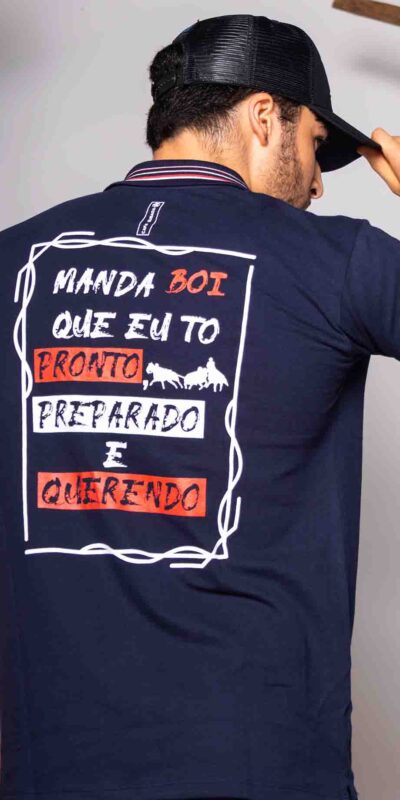 CAMISA POLO MASC MANDA BOI AZUL