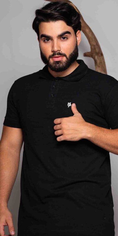 CAMISA POLO MASC LOGO MP PRETO