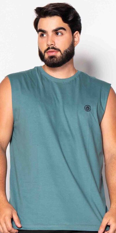 CAMISA REGATA VERDE LOGO MP PRETA