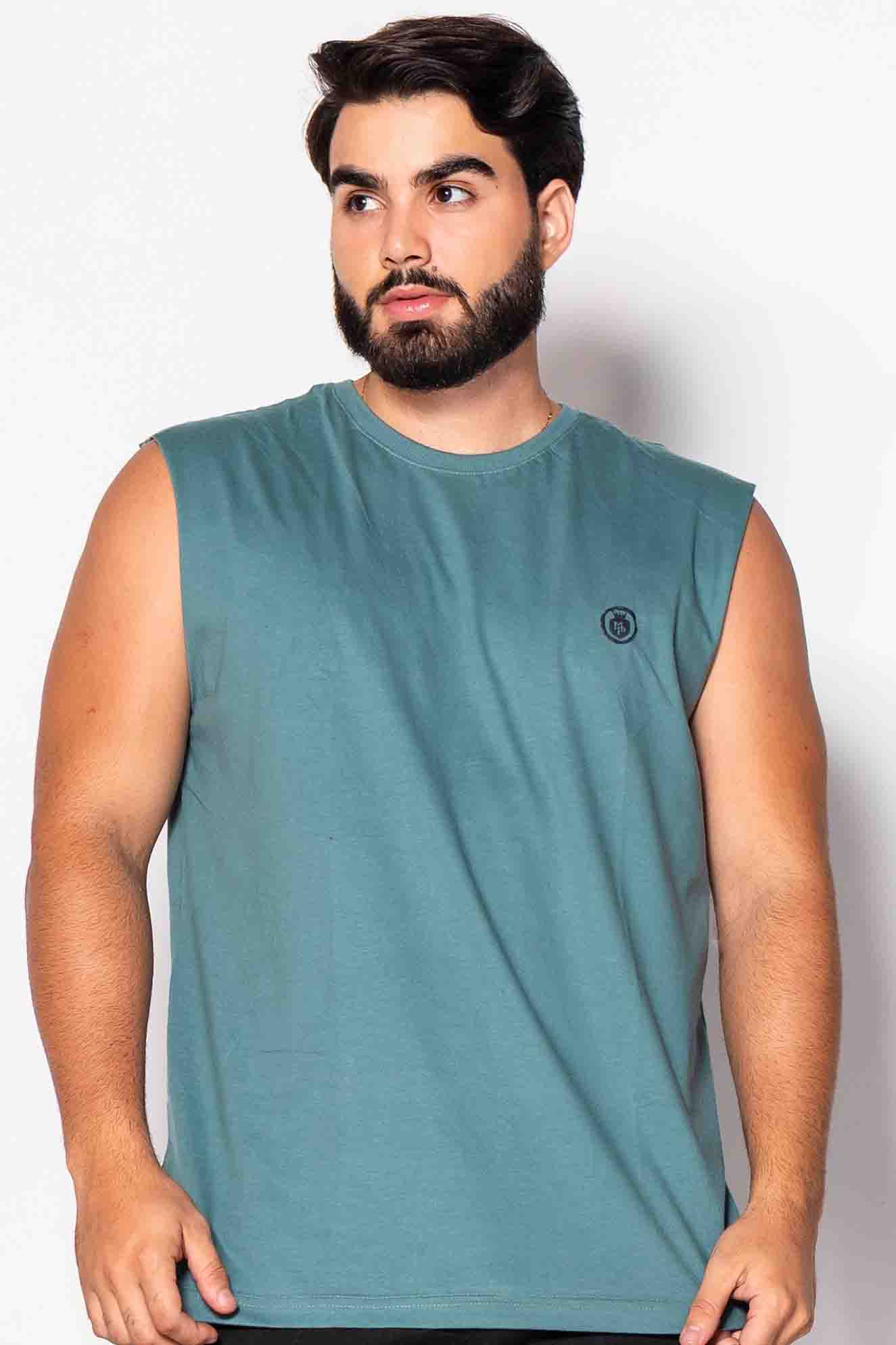 CAMISA REGATA VERDE LOGO MP PRETA