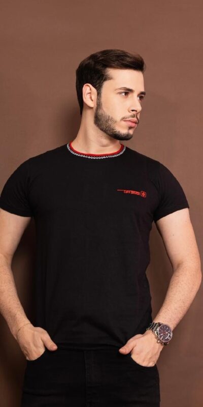 CAMISA MALHAO GOLA BICOLOR  P/VERMELHO