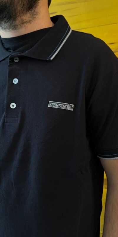 CAMISA POLO MASC LOGO RETA MP P/CINZA
