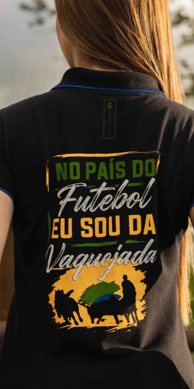 POLO FEM PRETA TARÇADA VERDE