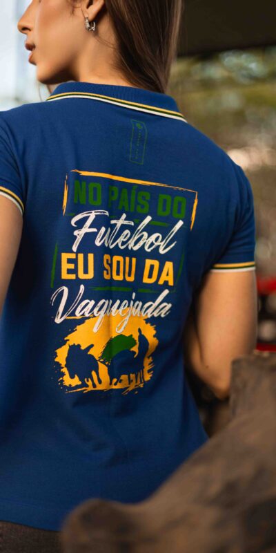 POLO FEM AZUL TRAÇADA VERDE